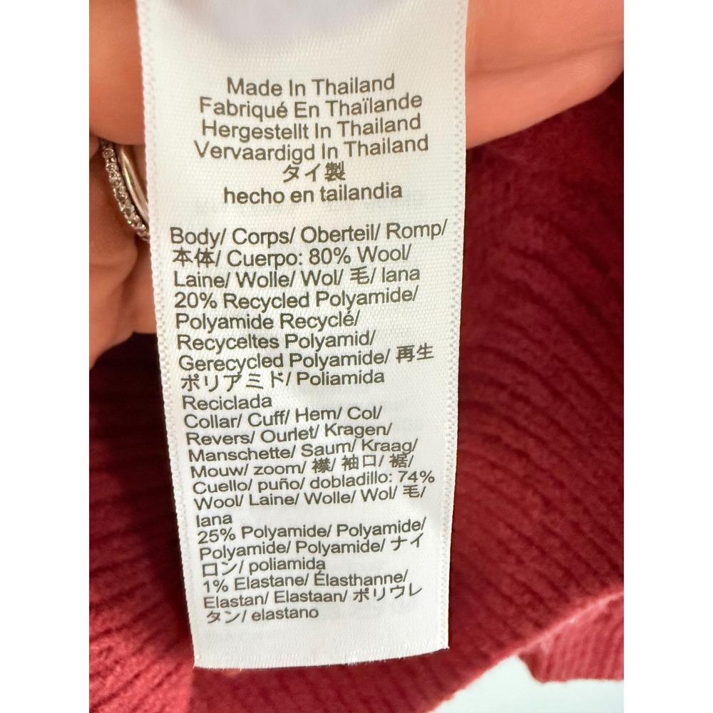 Madewell | NWOT Cable-Knit Wool Crewneck Sweater Heather Garnet Red | Sz L - Picture 6 of 9